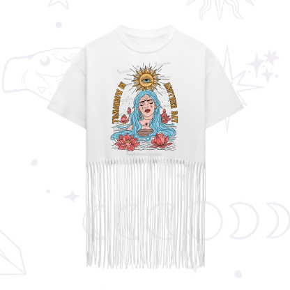 Purplehecate Tomorrow Is Another Day Fringe Hem T-Shirt