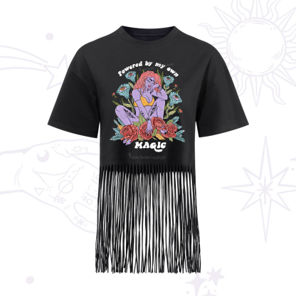 Purplehecate Powered By My Own Magic Fringe Hem T-Shirt