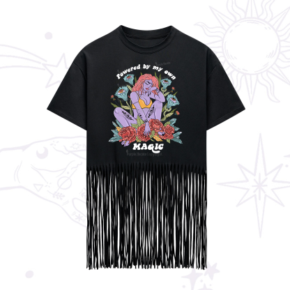 Purplehecate Powered By My Own Magic Fringe Hem T-Shirt