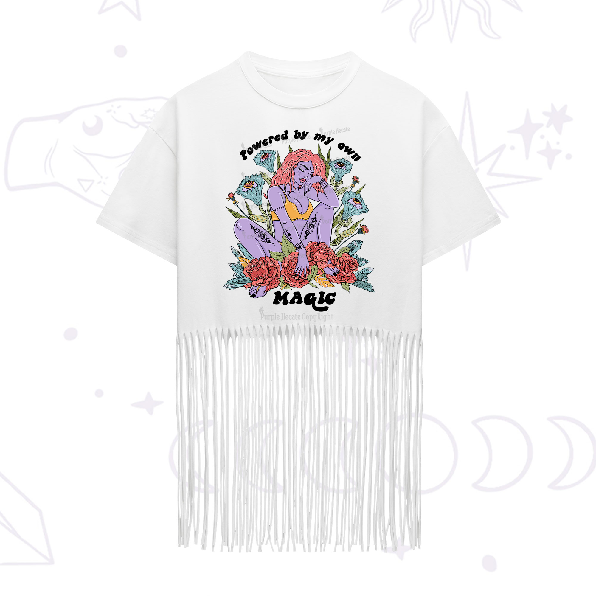Purplehecate Powered By My Own Magic Fringe Hem T-Shirt