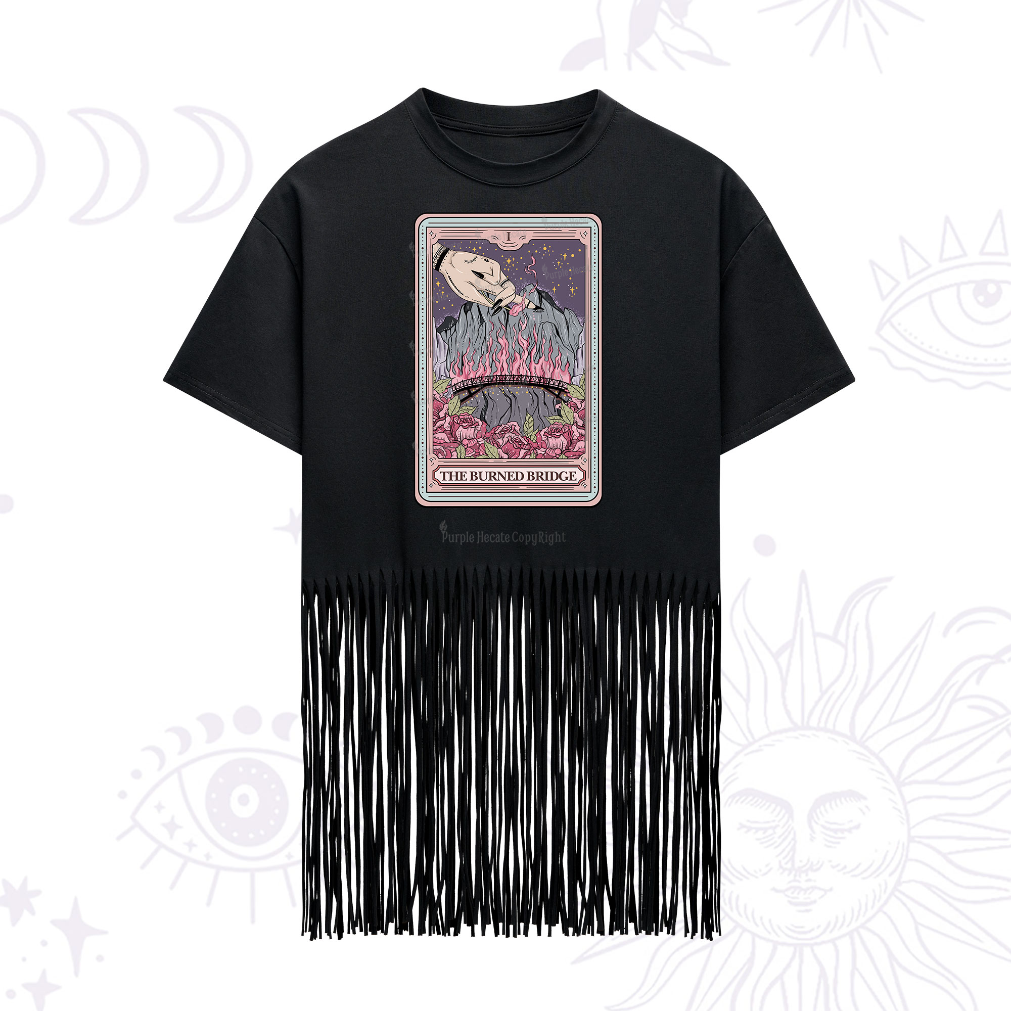 Purplehecate The Burned Bridge Tarot Fringe Hem T-Shirt