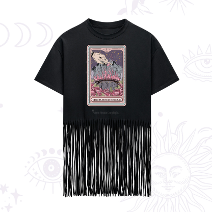 Purplehecate The Burned Bridge Tarot Fringe Hem T-Shirt