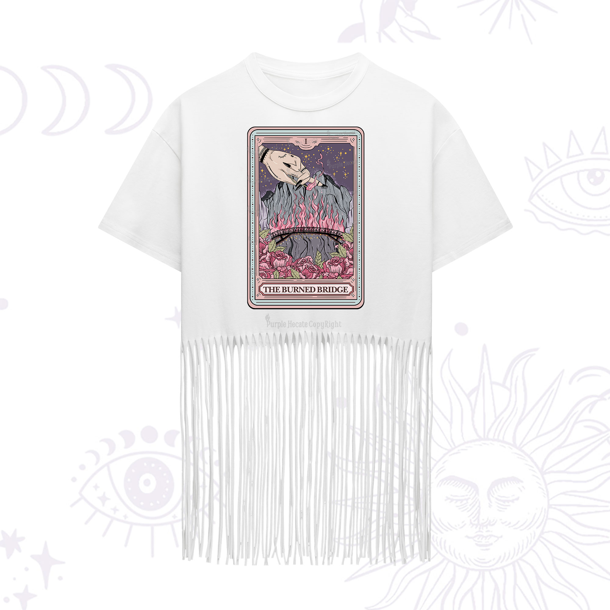Purplehecate The Burned Bridge Tarot Fringe Hem T-Shirt
