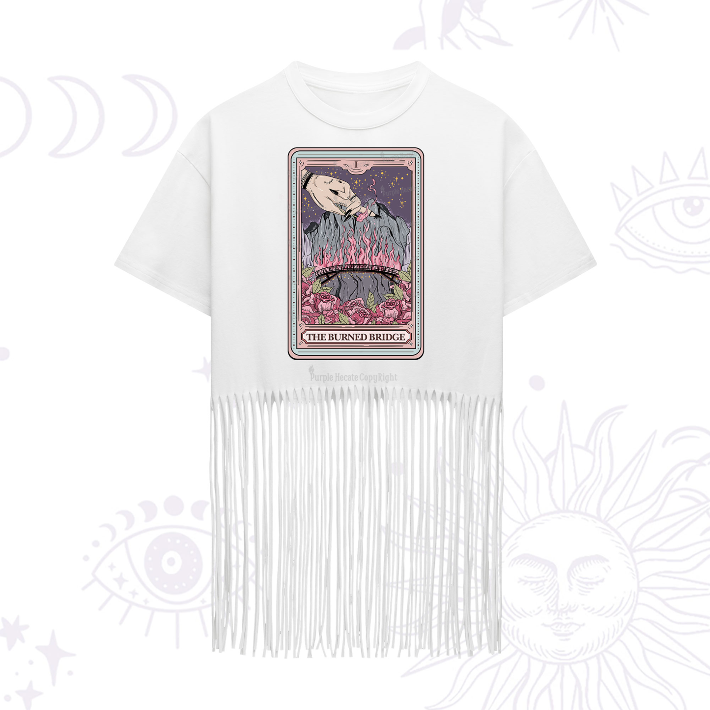 Purplehecate The Burned Bridge Tarot Fringe Hem T-Shirt