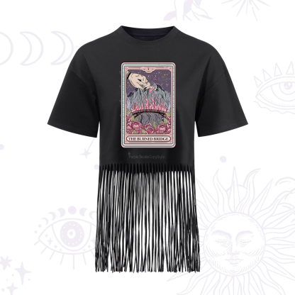 Purplehecate The Burned Bridge Tarot Fringe Hem T-Shirt
