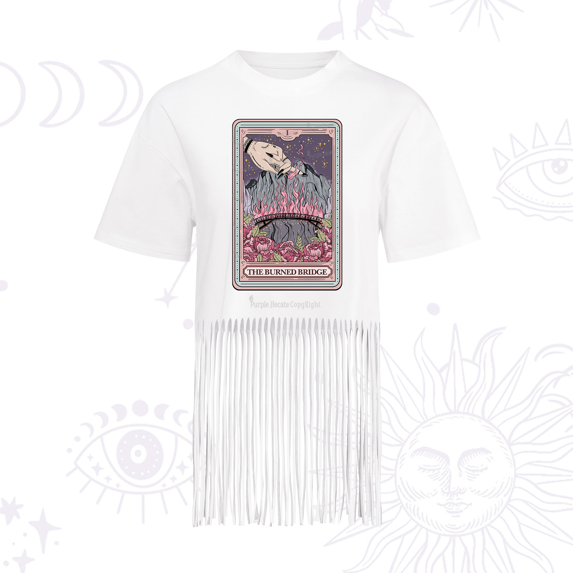 Purplehecate The Burned Bridge Tarot Fringe Hem T-Shirt