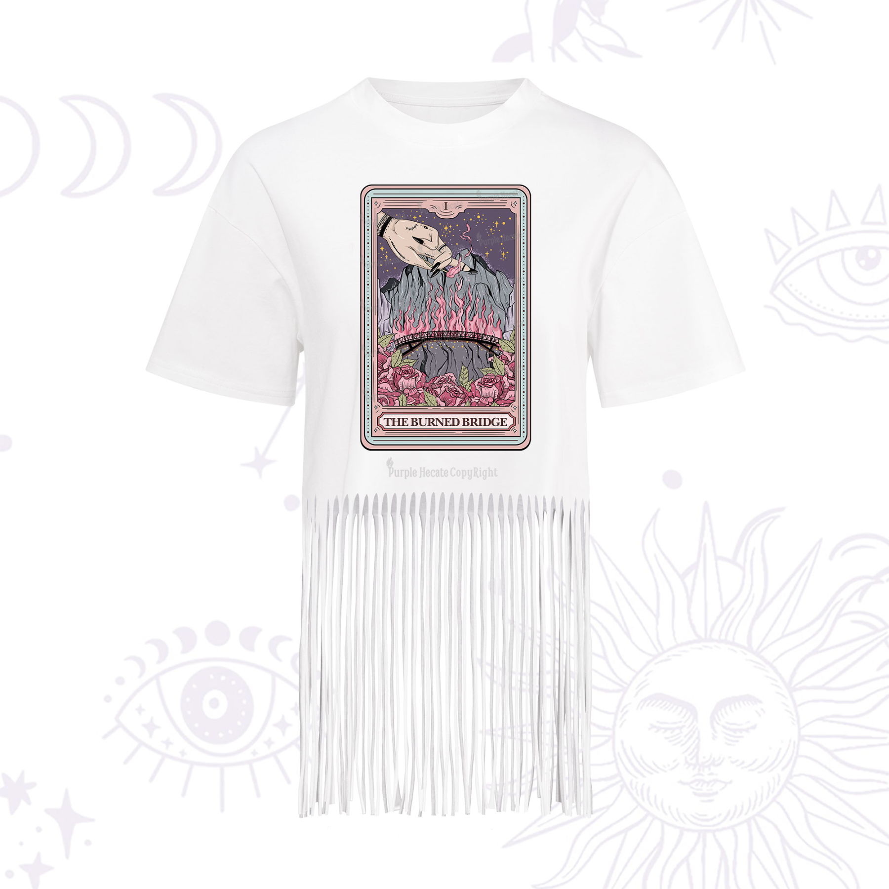 Purplehecate The Burned Bridge Tarot Fringe Hem T-Shirt