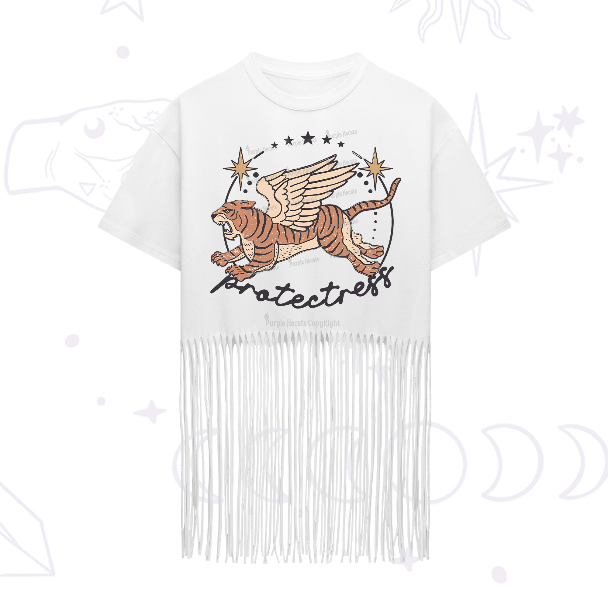 Purplehecate Protectress Fringe Hem T-Shirt