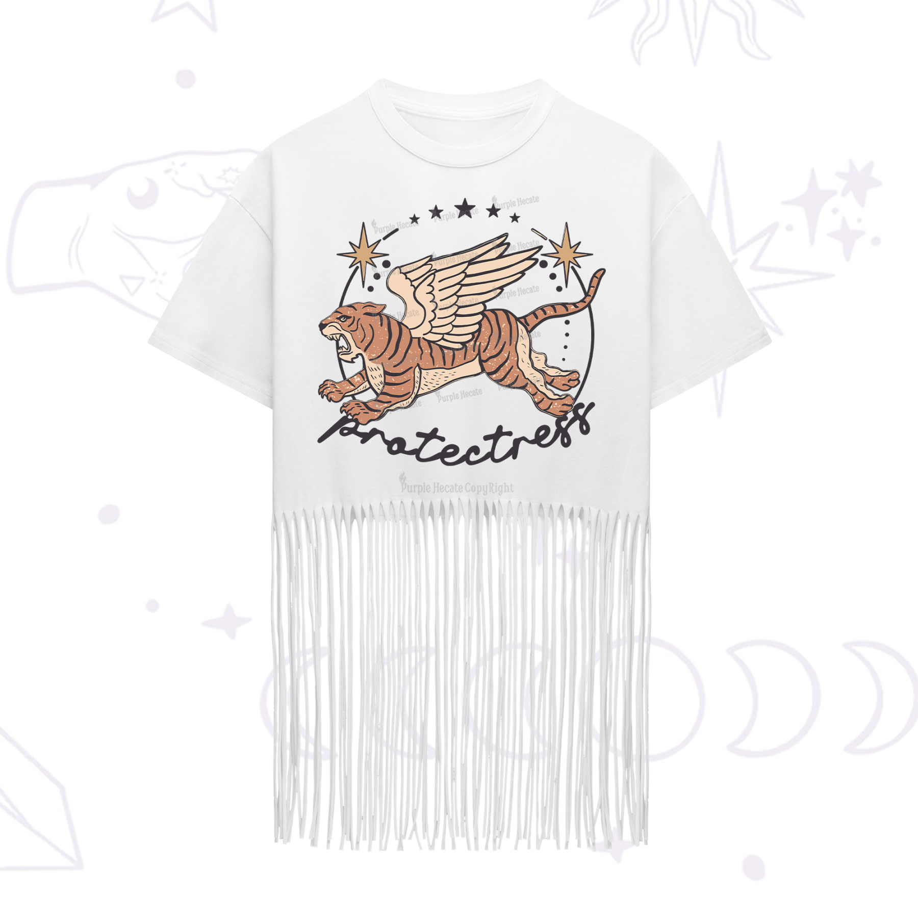 Purplehecate Protectress Fringe Hem T-Shirt
