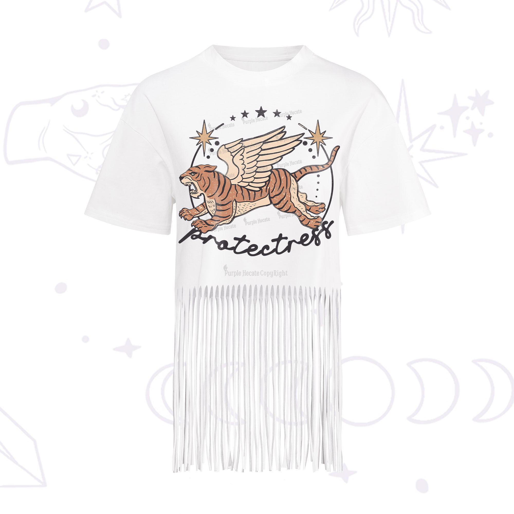 Purplehecate Protectress Fringe Hem T-Shirt