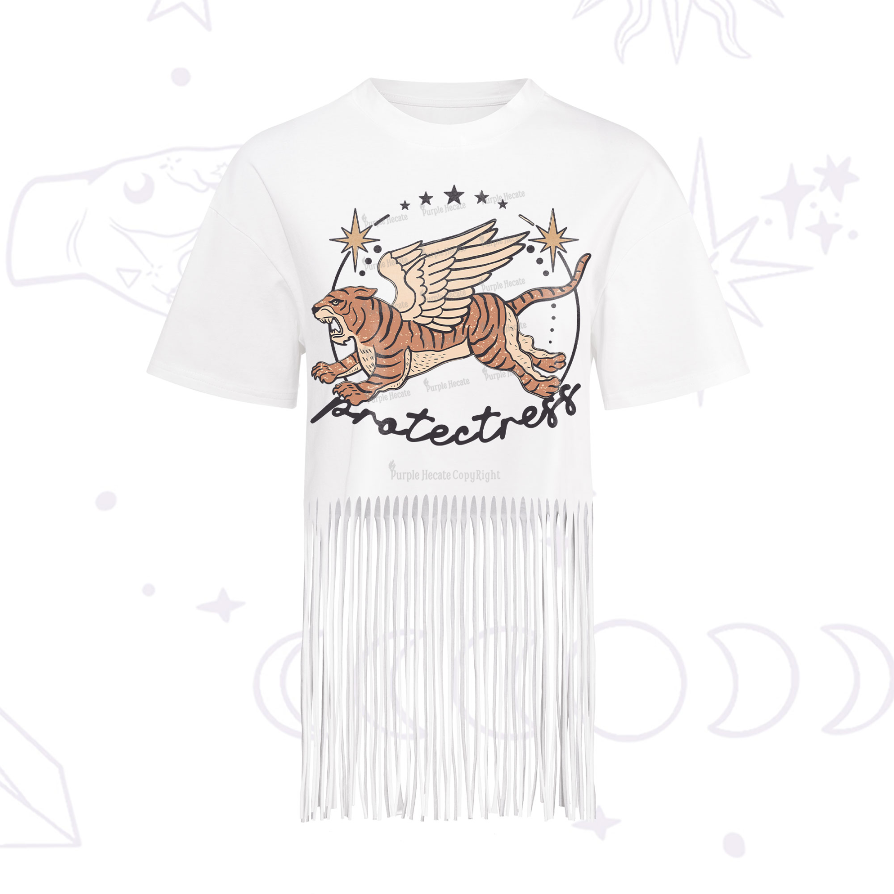 Purplehecate Protectress Fringe Hem T-Shirt