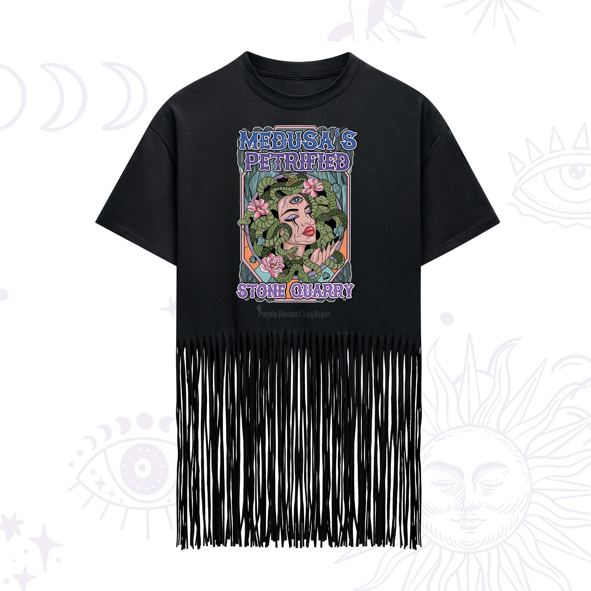 Purplehecate The Gorgon with Snake Hair Medusa Fringe Hem T-Shirt