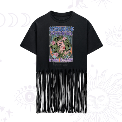 Purplehecate The Gorgon with Snake Hair Medusa Fringe Hem T-Shirt