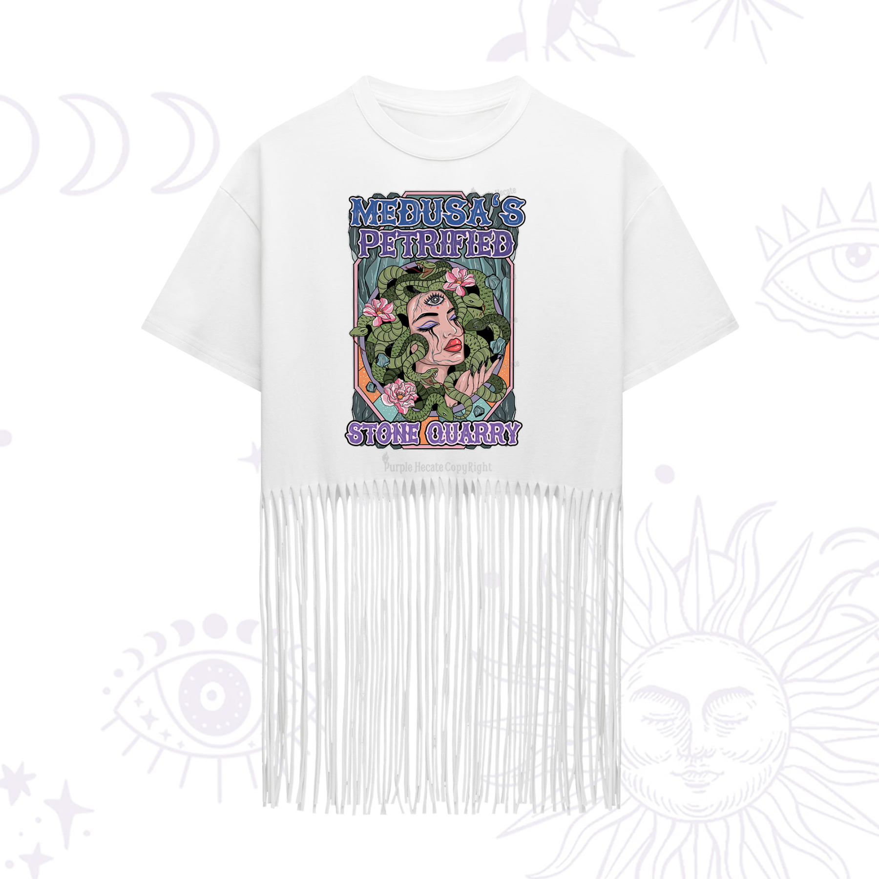 Purplehecate The Gorgon with Snake Hair Medusa Fringe Hem T-Shirt