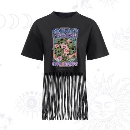 Purplehecate The Gorgon with Snake Hair Medusa Fringe Hem T-Shirt