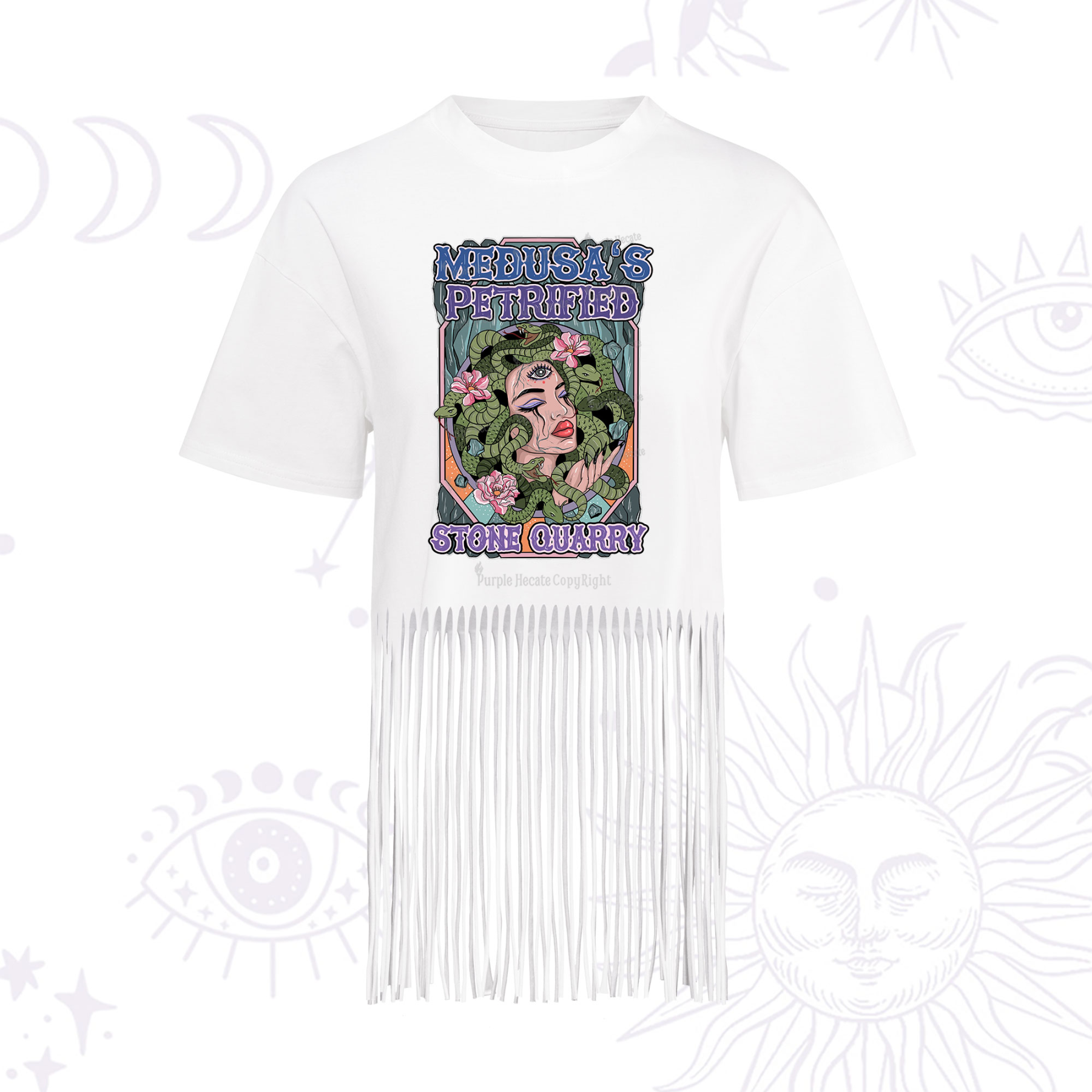 Purplehecate The Gorgon with Snake Hair Medusa Fringe Hem T-Shirt