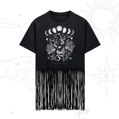 Purplehecate Reach For The Moon Fringe Hem T-Shirt