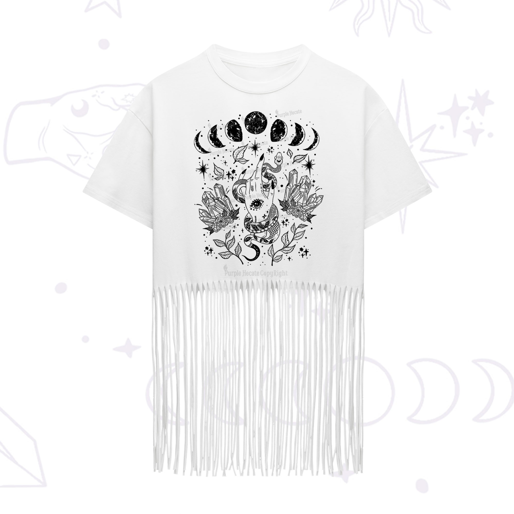 Purplehecate Reach For The Moon Fringe Hem T-Shirt