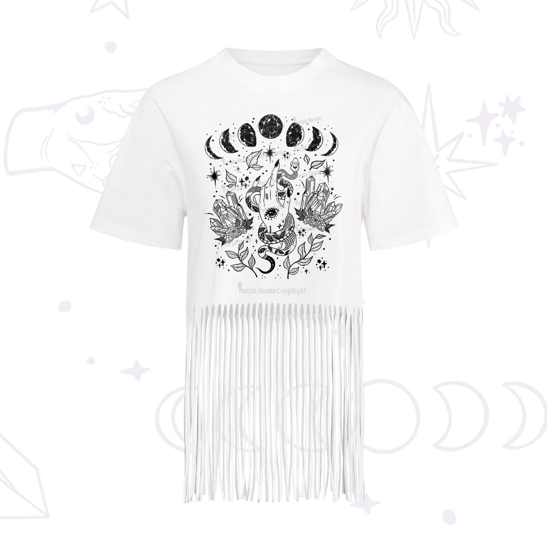 Purplehecate Reach For The Moon Fringe Hem T-Shirt