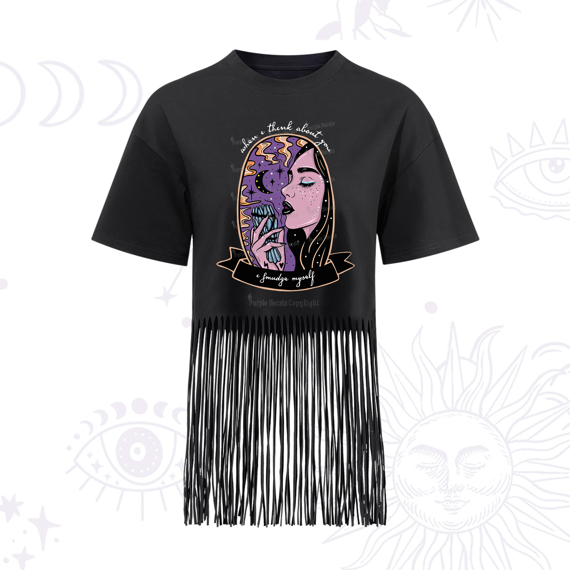 Purplehecate When I Think About You Fringe Hem T-Shirt