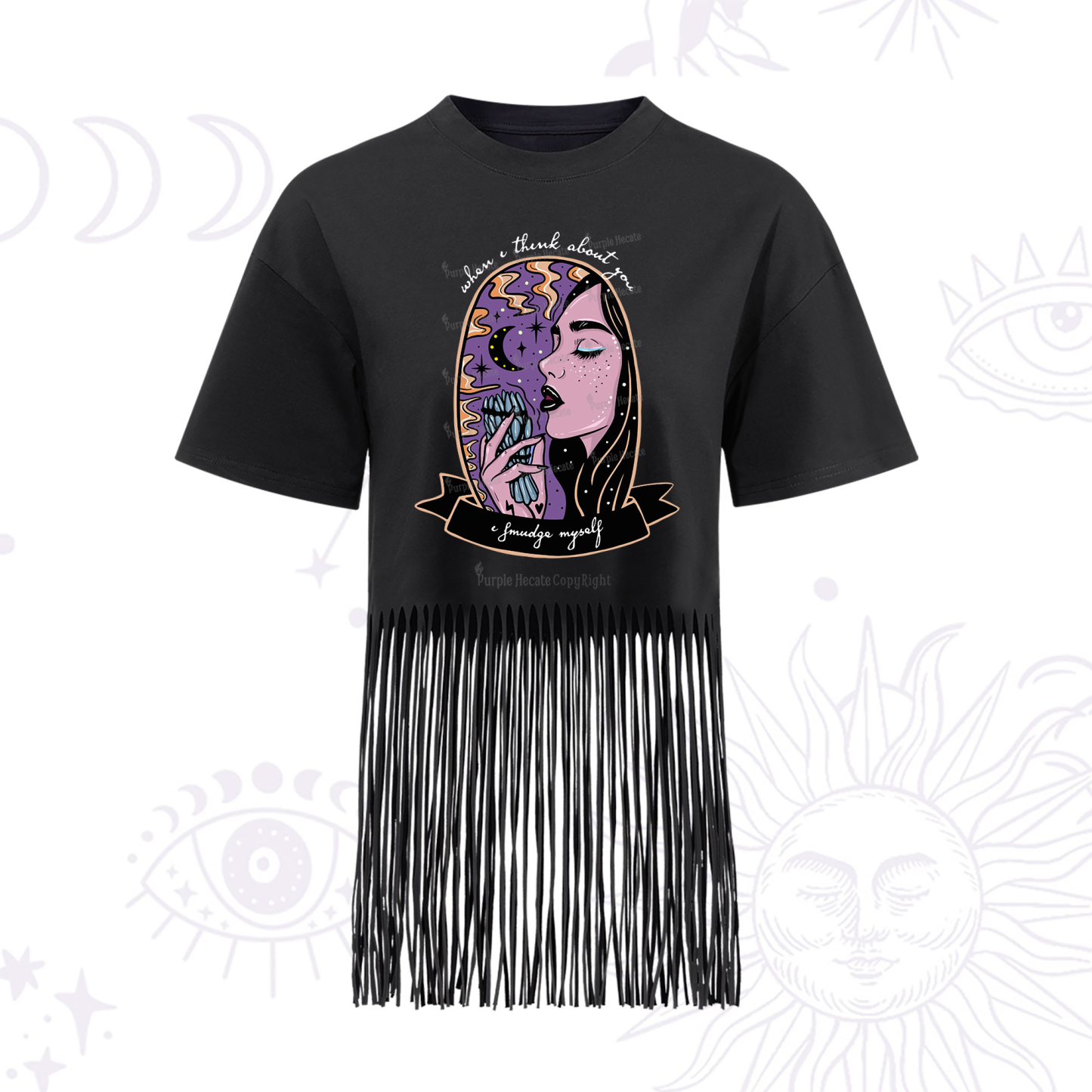 Purplehecate When I Think About You Fringe Hem T-Shirt