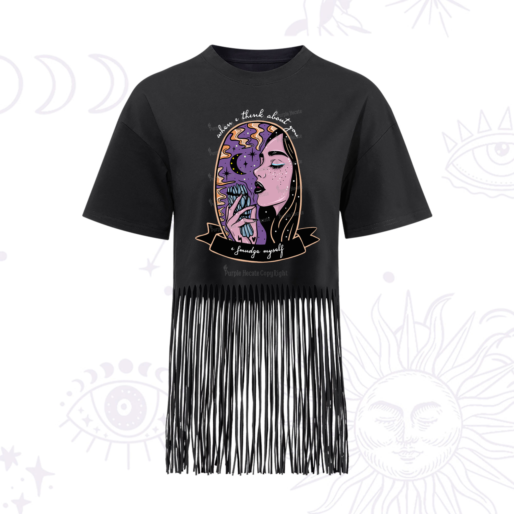 Purplehecate When I Think About You Fringe Hem T-Shirt