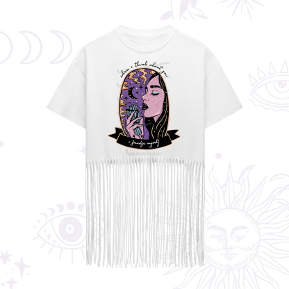 Purplehecate When I Think About You Fringe Hem T-Shirt