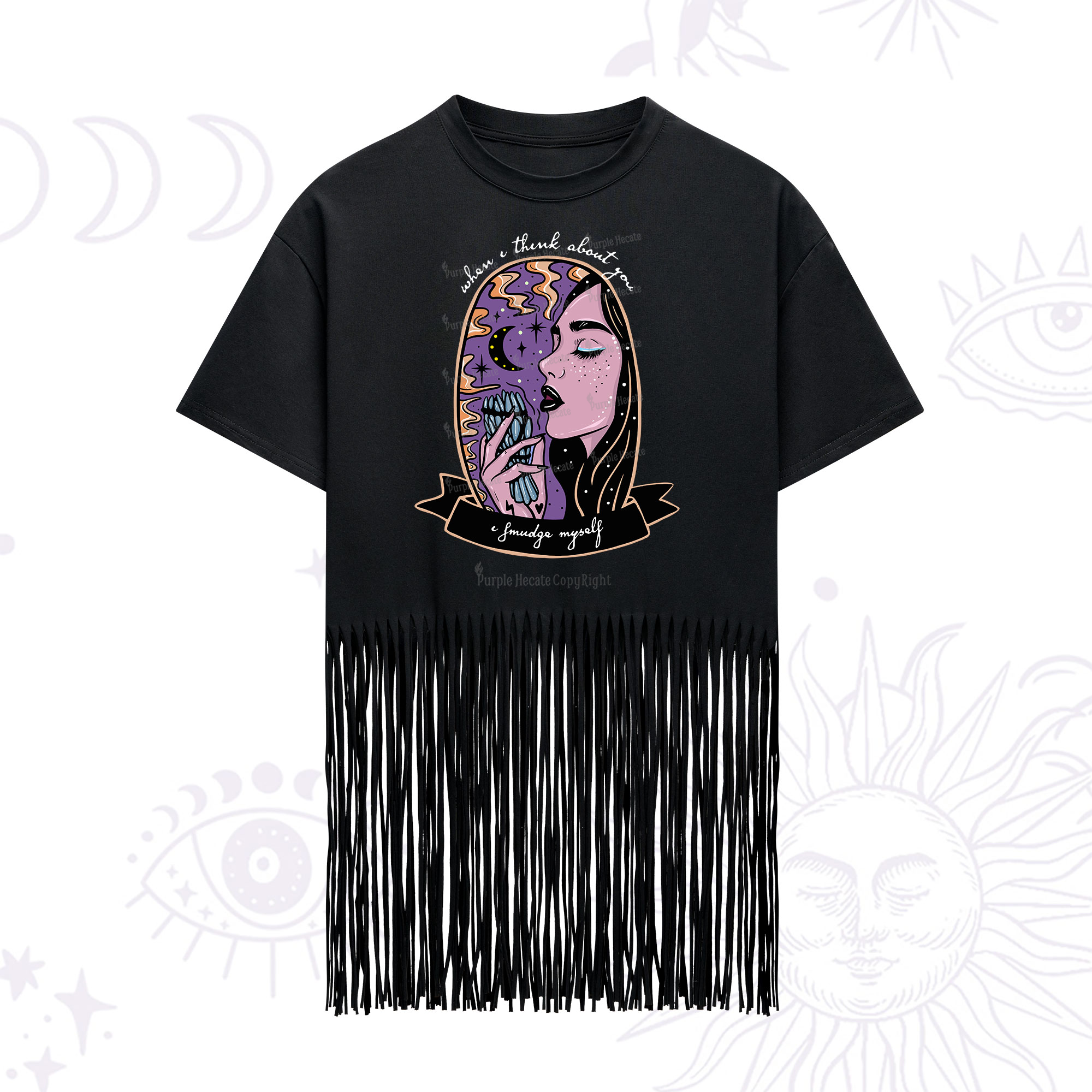 Purplehecate When I Think About You Fringe Hem T-Shirt