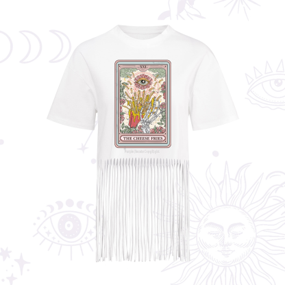 Purplehecate The Cheese Fries Tarot Fringe Hem T-Shirt