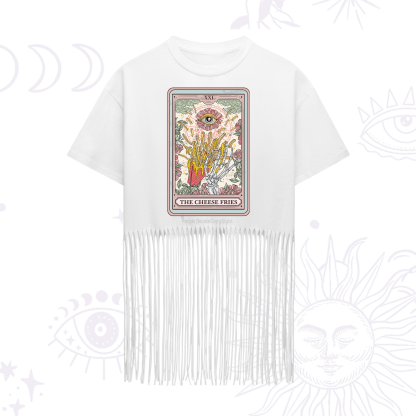 Purplehecate The Cheese Fries Tarot Fringe Hem T-Shirt
