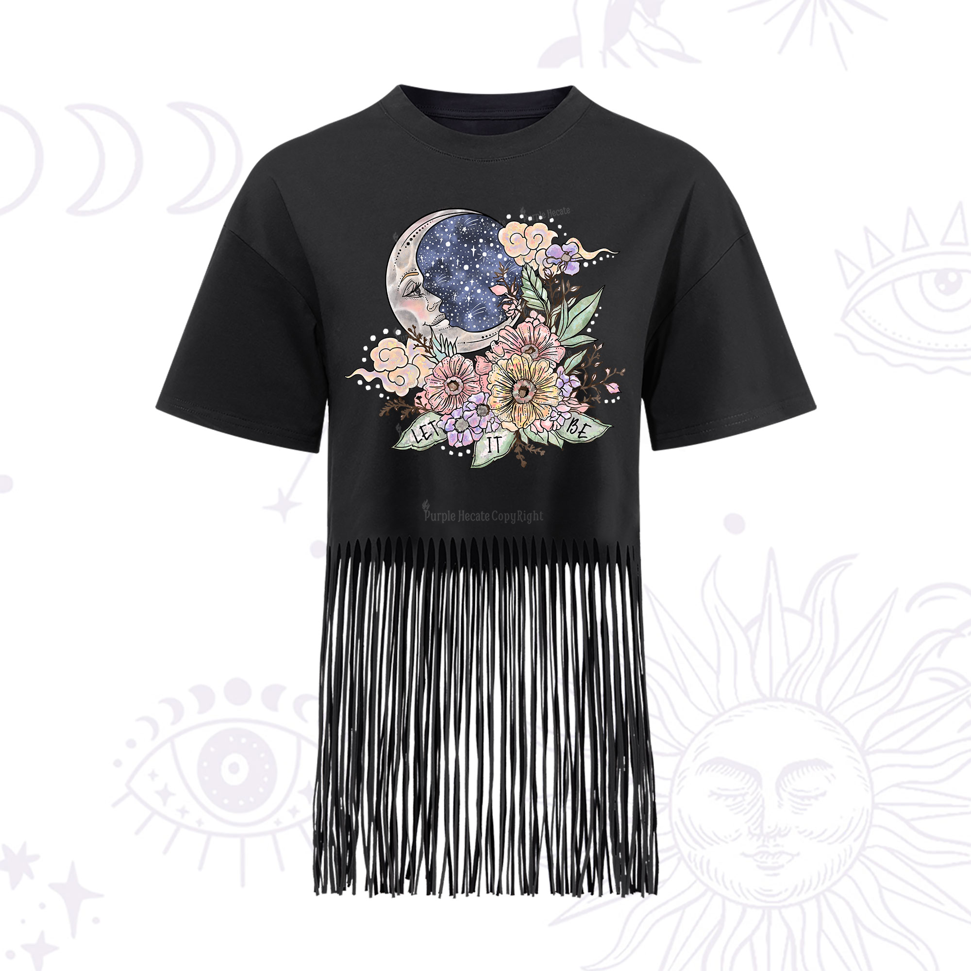 Purplehecate Let It Be  Fringe Hem T-Shirt