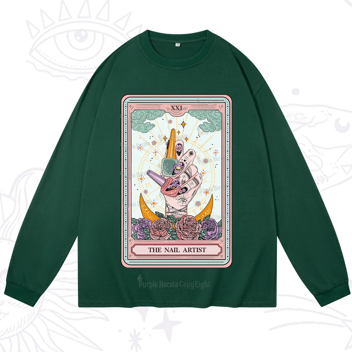 Purplehecate The Badass Nail Artist Tarot Long Sleeve T-Shirt