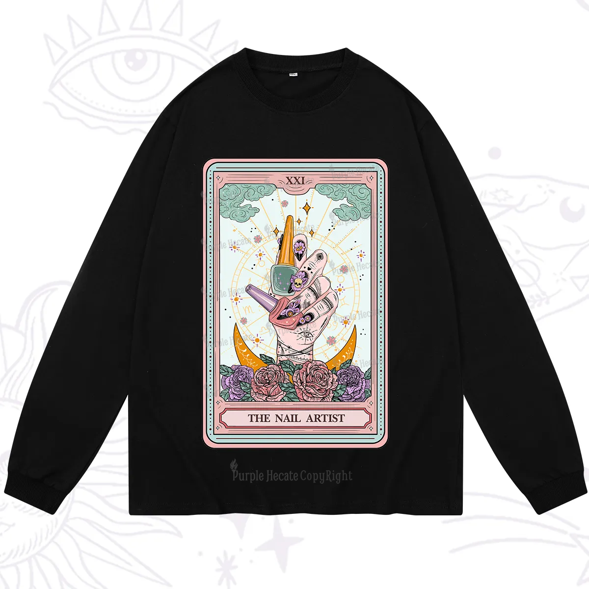 Purplehecate The Badass Nail Artist Tarot Long Sleeve T-Shirt