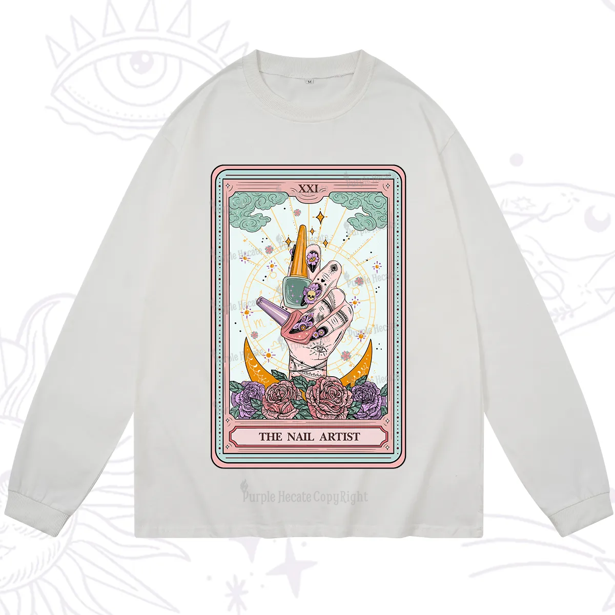 Purplehecate The Badass Nail Artist Tarot Long Sleeve T-Shirt