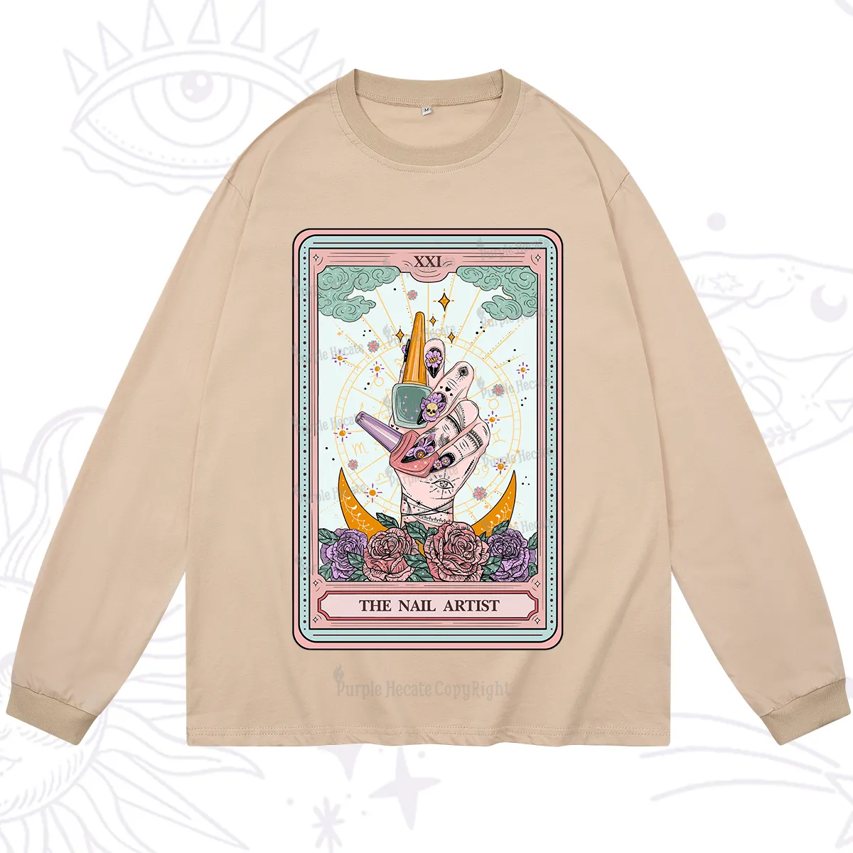 Purplehecate The Badass Nail Artist Tarot Long Sleeve T-Shirt