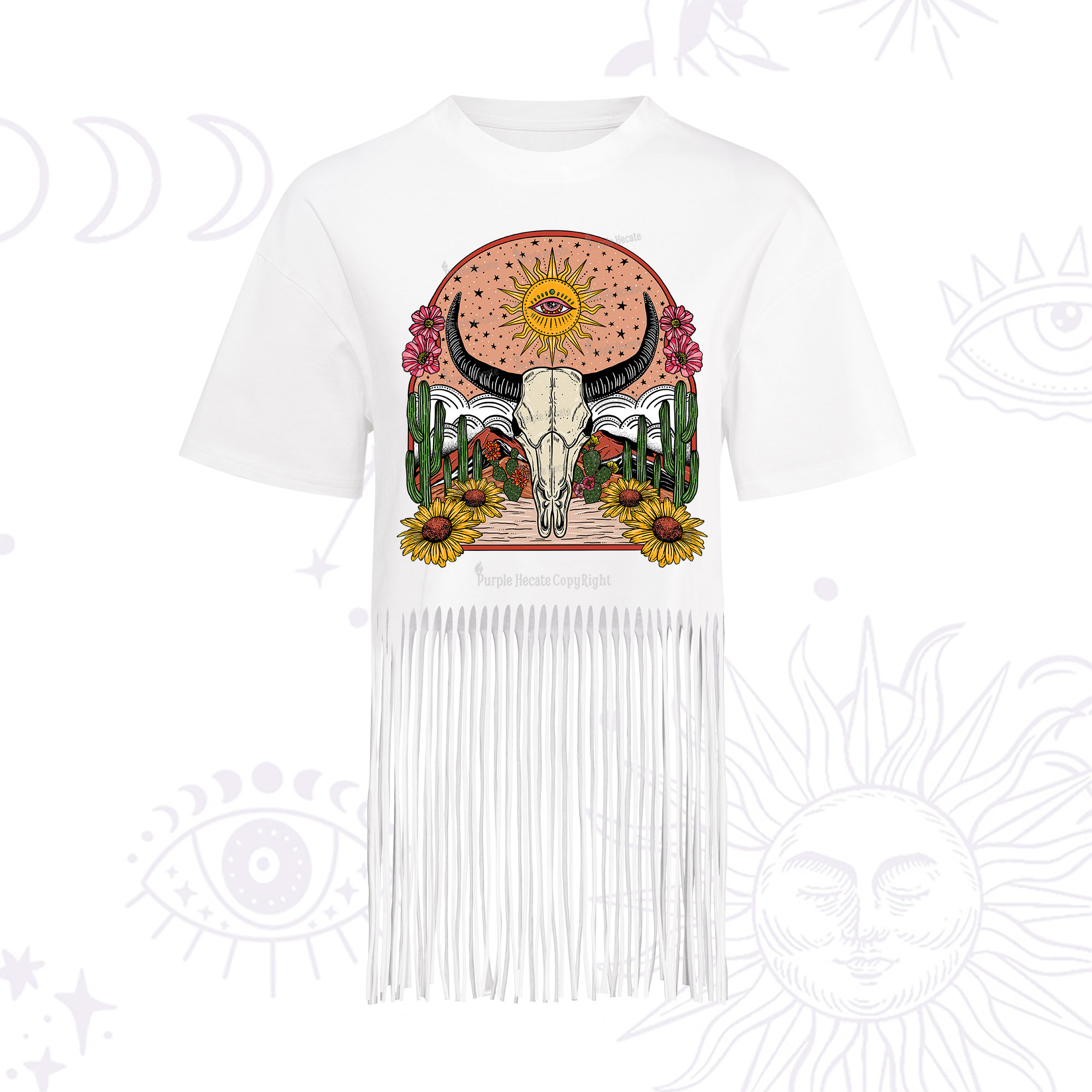 Purplehecate Desert Bloom Fringe Hem T-Shirt