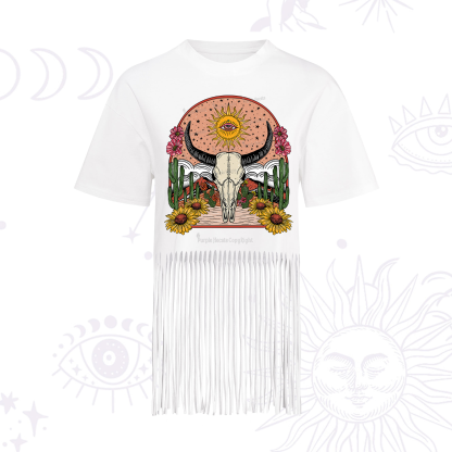 Purplehecate Desert Bloom Fringe Hem T-Shirt