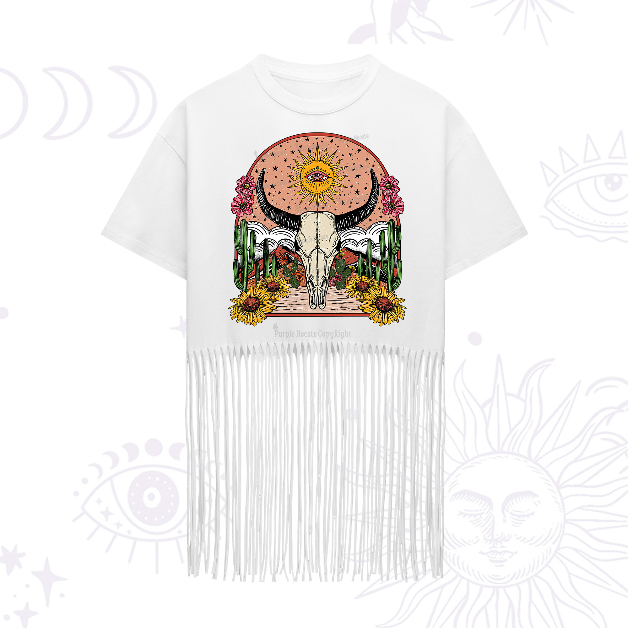 Purplehecate Desert Bloom Fringe Hem T-Shirt