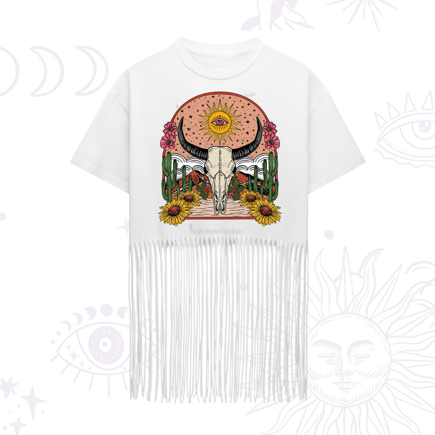 Purplehecate Desert Bloom Fringe Hem T-Shirt
