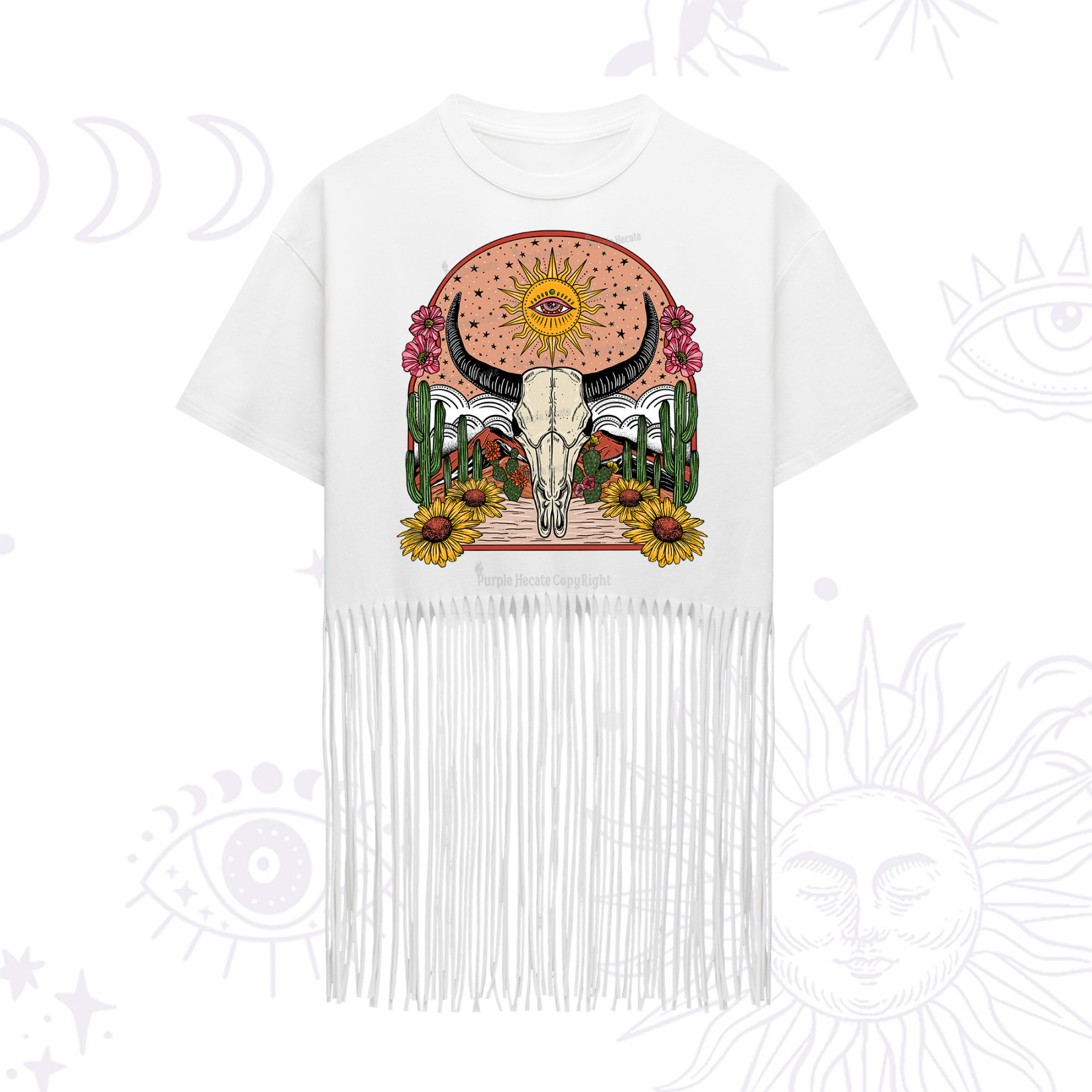 Purplehecate Desert Bloom Fringe Hem T-Shirt