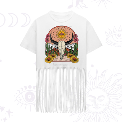 Purplehecate Desert Bloom Fringe Hem T-Shirt