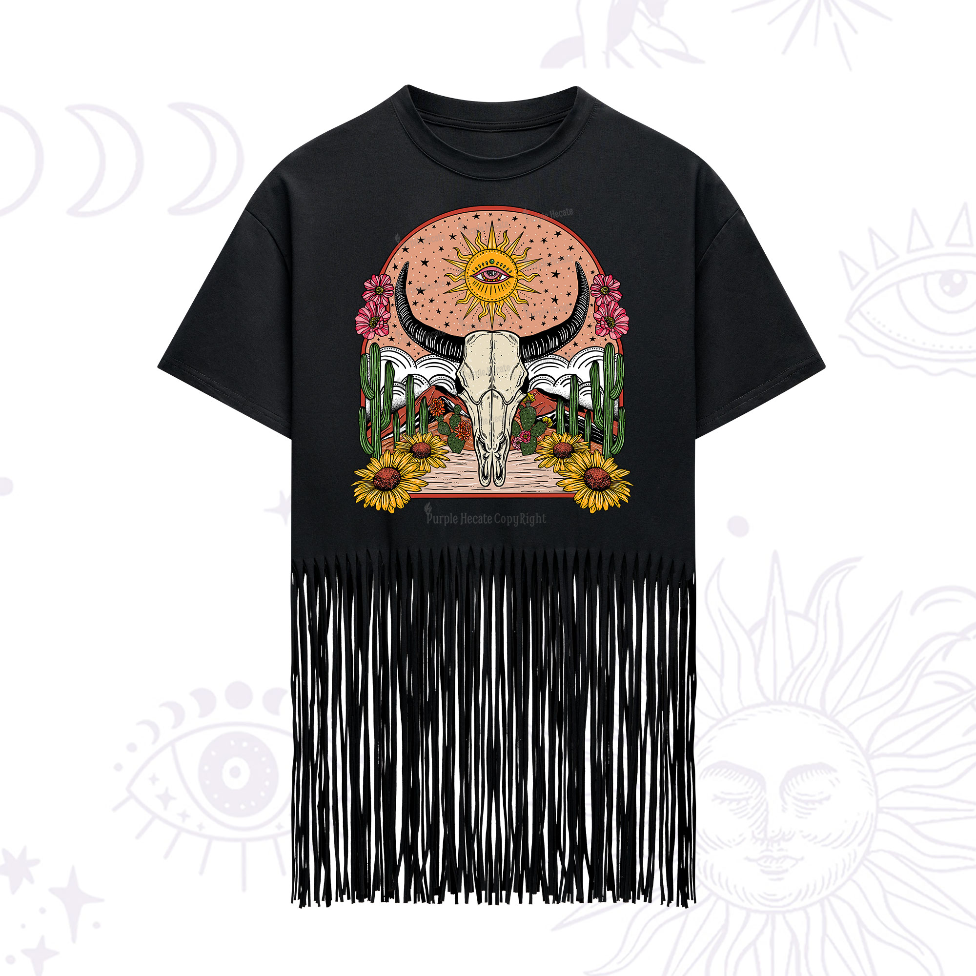 Purplehecate Desert Bloom Fringe Hem T-Shirt