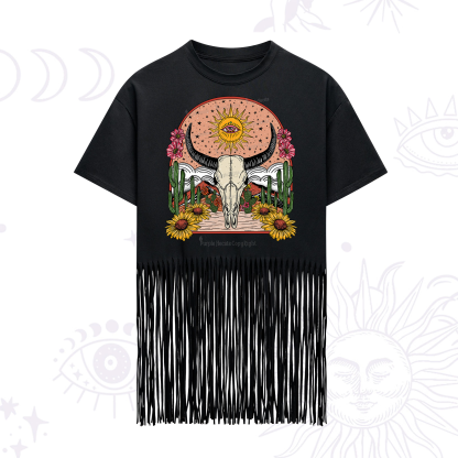 Purplehecate Desert Bloom Fringe Hem T-Shirt