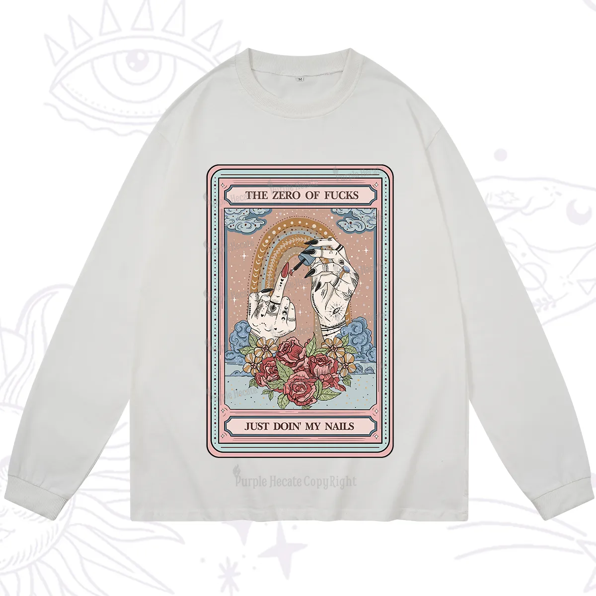 Purplehecate The Zero of Fucks Just Doin' My Nails Tarot Long Sleeve T-Shirt