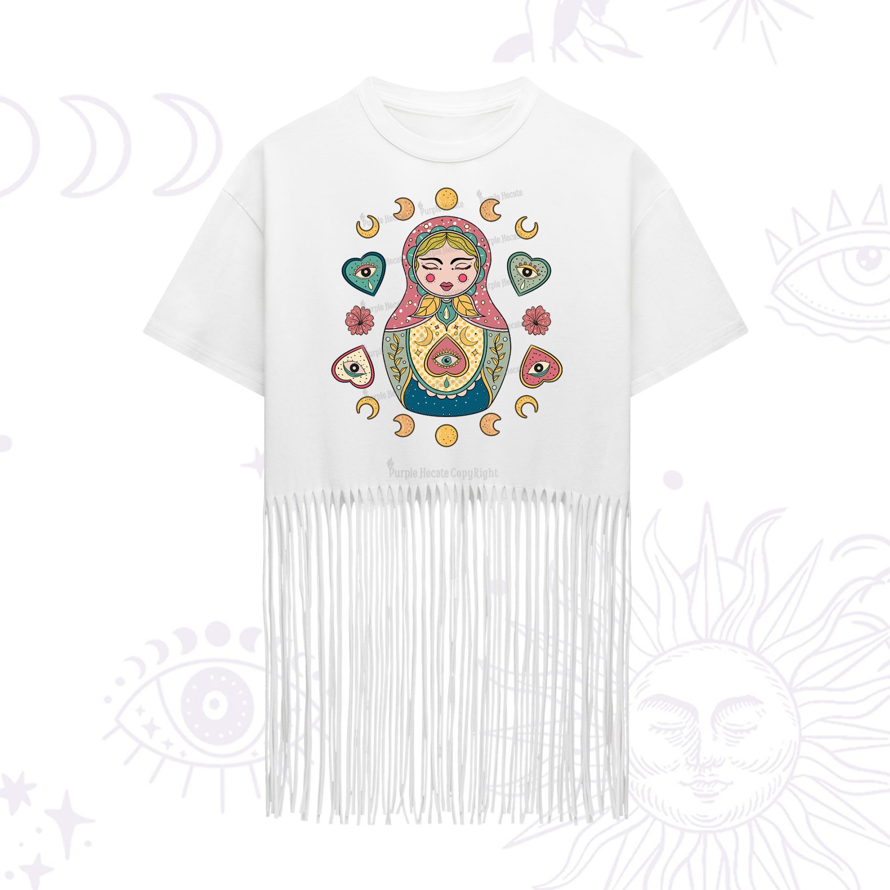 Purplehecate Nesting Doll Fringe Hem T-Shirt