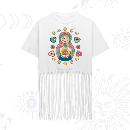 Purplehecate Nesting Doll Fringe Hem T-Shirt