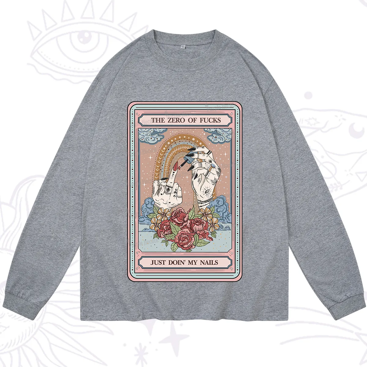Purplehecate The Zero of Fucks Just Doin' My Nails Tarot Long Sleeve T-Shirt