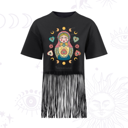 Purplehecate Nesting Doll Fringe Hem T-Shirt