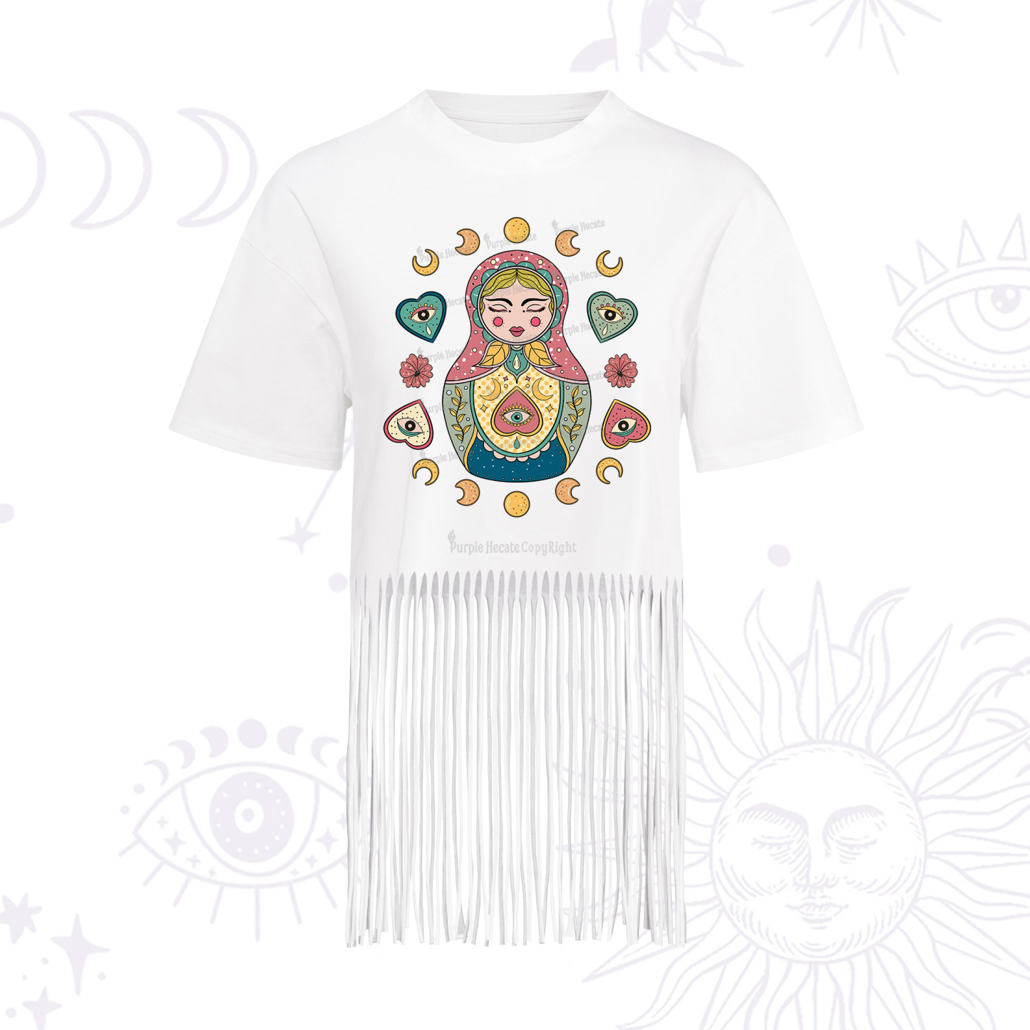 Purplehecate Nesting Doll Fringe Hem T-Shirt
