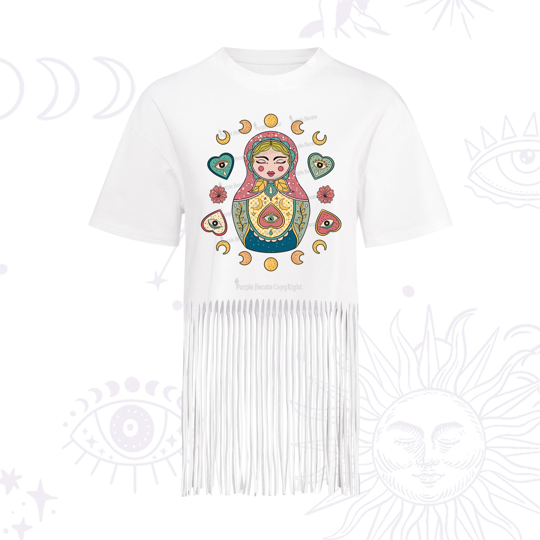 Purplehecate Nesting Doll Fringe Hem T-Shirt